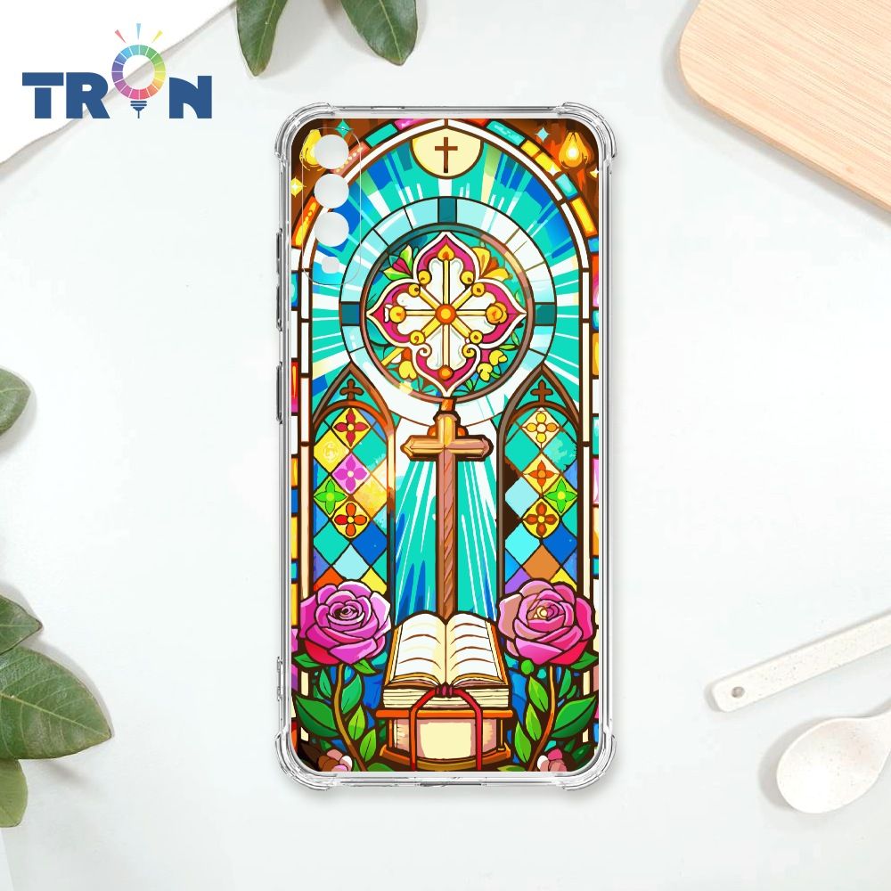  TRON 三星 A70 十字架彩繪玻璃 四角防摔殼 手機殼
