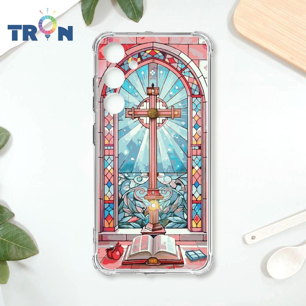  TRON 三星 A55 十字架彩繪玻璃 四角防摔殼 手機殼