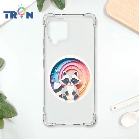 TRON 三星 A42 可愛紙雕浣熊 四角防摔殼 手機殼