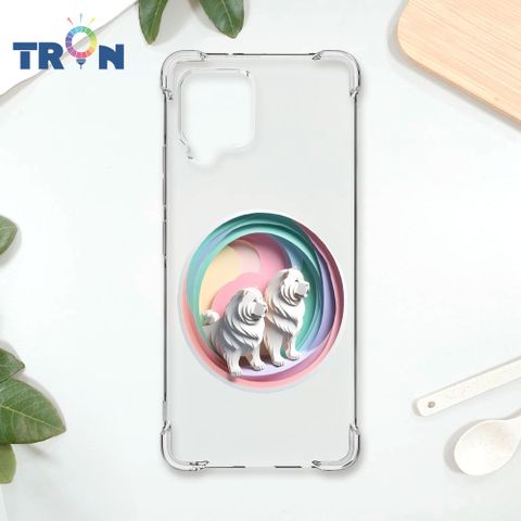 TRON 三星 A42 可愛紙雕鬆獅犬 四角防摔殼 手機殼