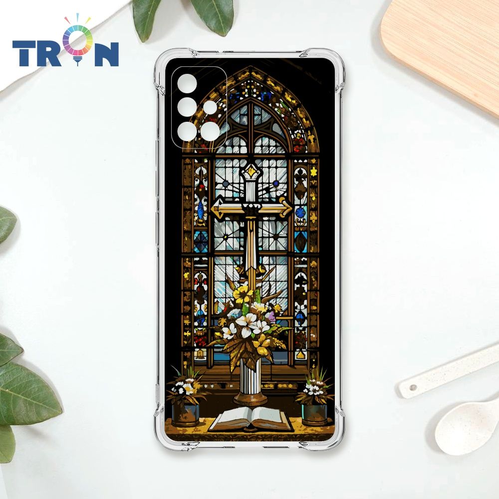  TRON 三星 A71 5G 十字架彩繪玻璃 四角防摔殼 手機殼