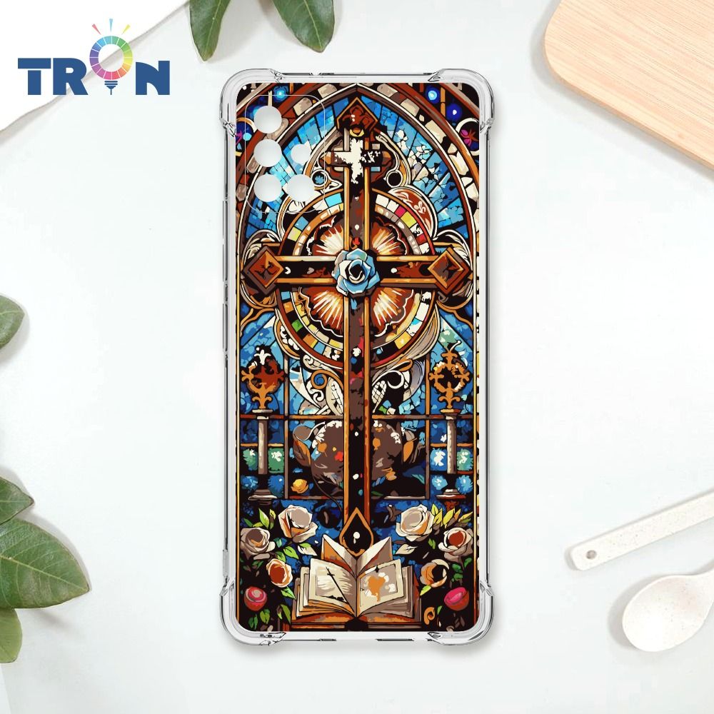  TRON 三星 A71 5G 十字架彩繪玻璃 四角防摔殼 手機殼