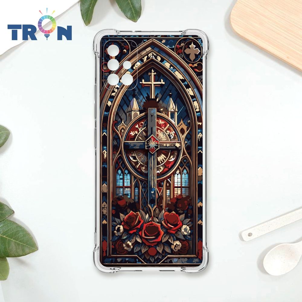  TRON 三星 A71 5G 十字架彩繪玻璃 四角防摔殼 手機殼
