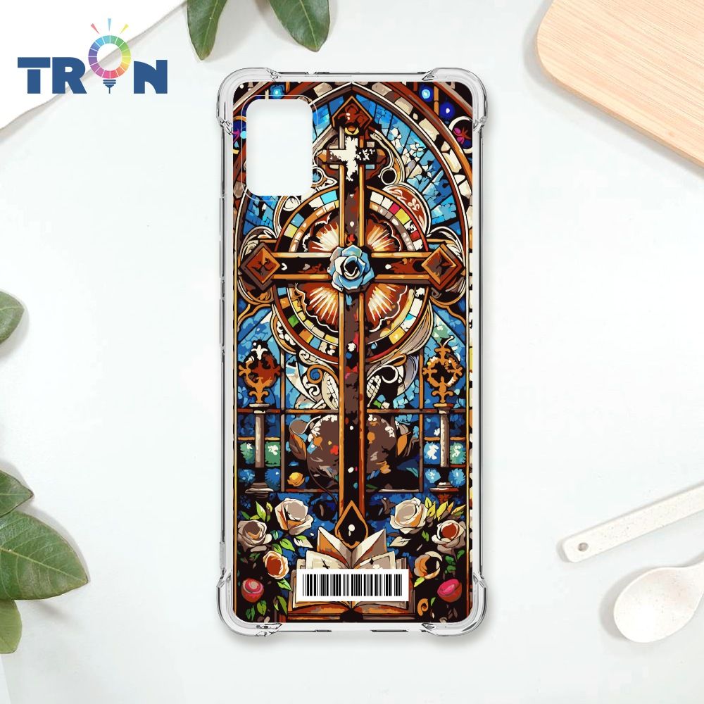  TRON 三星 A51 十字架彩繪玻璃  載具 四角防摔殼 手機殼