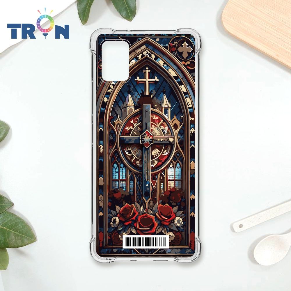  TRON 三星 A51 十字架彩繪玻璃  載具 四角防摔殼 手機殼