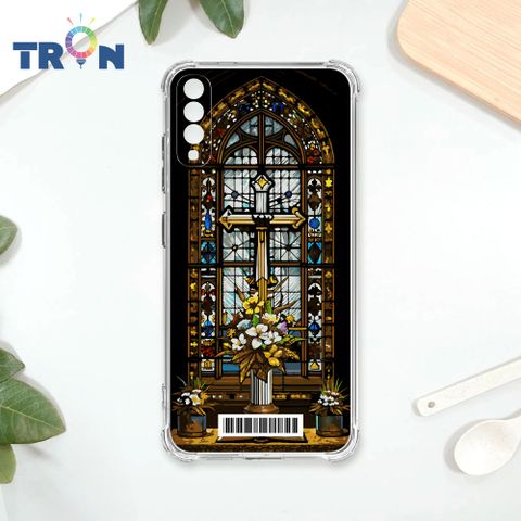 TRON 三星 A70 十字架彩繪玻璃  載具 四角防摔殼 手機殼
