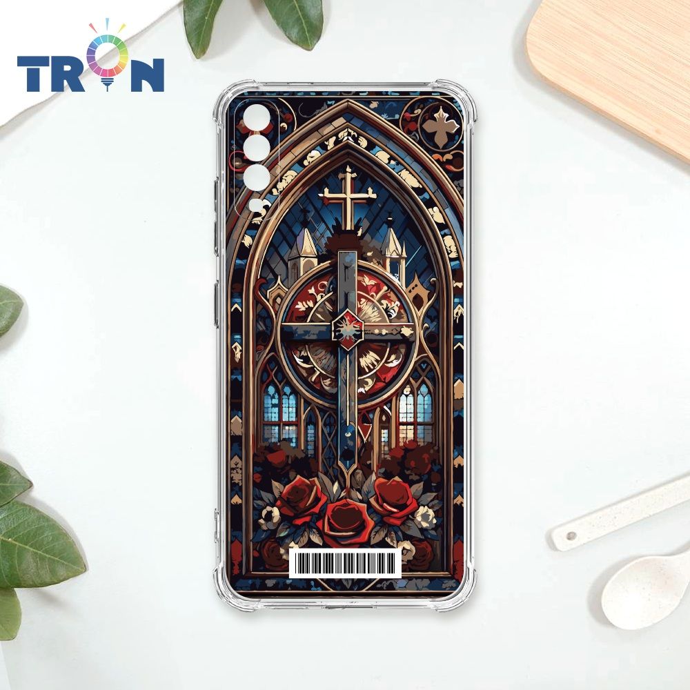  TRON 三星 A70 十字架彩繪玻璃  載具 四角防摔殼 手機殼