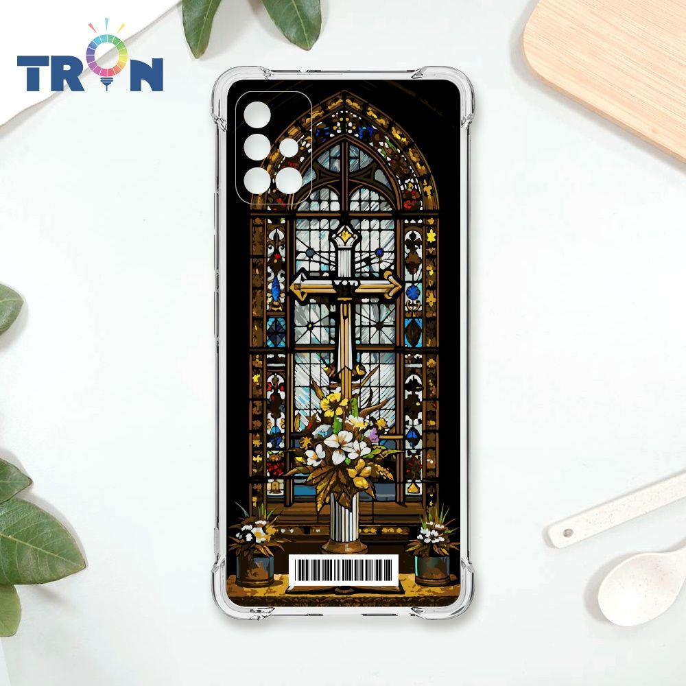  TRON 三星 A71 5G 十字架彩繪玻璃  載具 四角防摔殼 手機殼