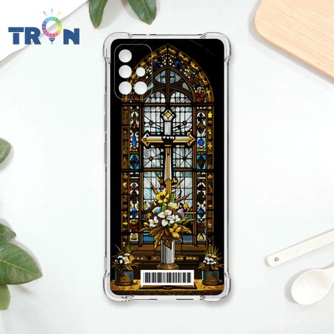 TRON 三星 A71 5G 十字架彩繪玻璃  載具 四角防摔殼 手機殼
