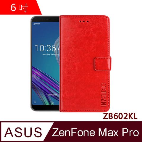 IN7 瘋馬紋 ASUS ZenFone Max Pro (ZB602KL) 錢包式 磁扣側掀PU皮套 吊飾孔 手機皮套保護殼-紅色
