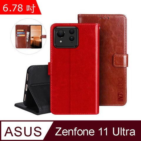 IN7 瘋馬紋 ASUS Zenfone 11 Ultra (6.78吋) 錢包式 磁扣側掀PU皮套 吊飾孔 手機皮套保護殼