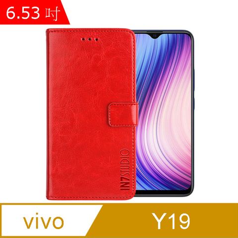 IN7 瘋馬紋 vivo Y19 (6.53吋) 錢包式 磁扣側掀PU皮套 吊飾孔 手機皮套保護殼-紅色