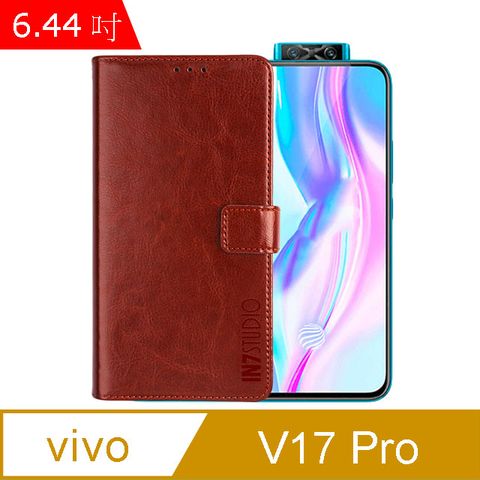 IN7 瘋馬紋 vivo V17 Pro (6.44吋) 錢包式 磁扣側掀PU皮套 吊飾孔 手機皮套保護殼-棕色