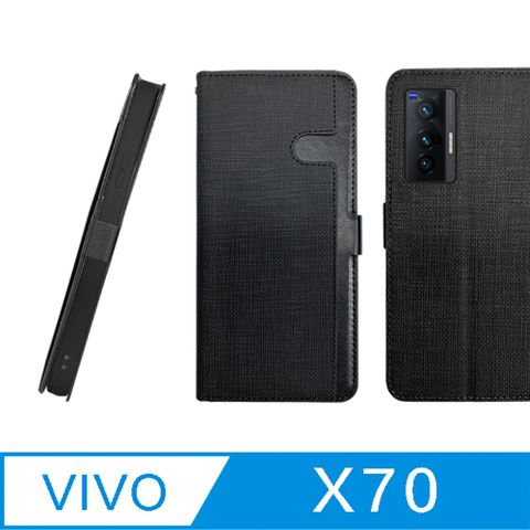 CASE SHOP CASE SHOP vivo X70 前收納側掀皮套-黑