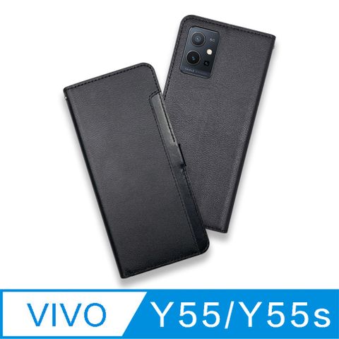 CASE SHOP Vivo Y55 前插卡側立式皮套-黑