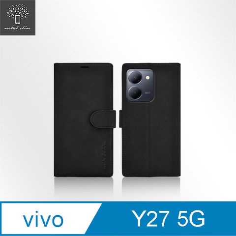 for Vivo Y27 5G膚感前扣磁吸內層卡夾皮套
