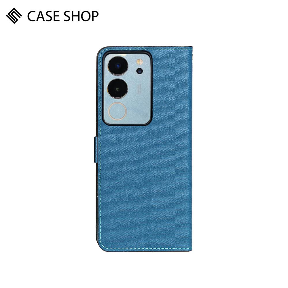 CASE SHOP  vivo V29(5G) 前收納側掀皮套-藍