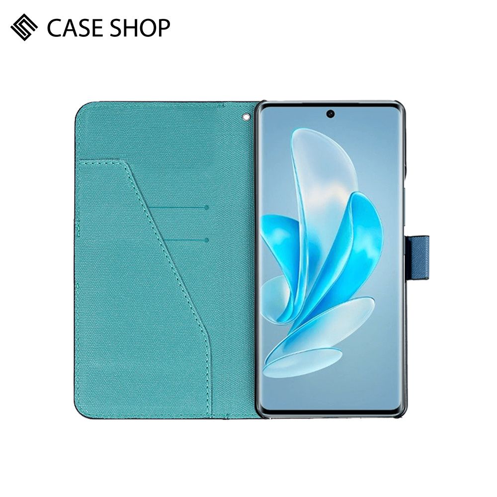 CASE SHOP  vivo V29(5G) 前收納側掀皮套-藍