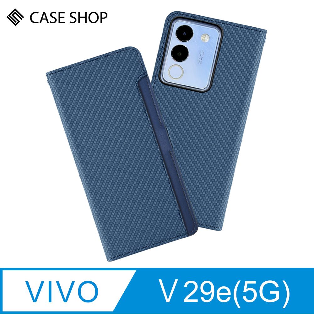 CASE SHOP  vivo V29e(5G) 前收納側掀皮套-藍