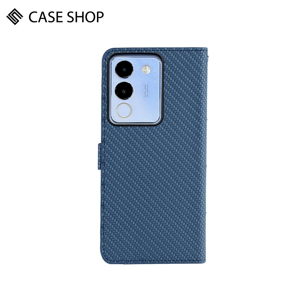 CASE SHOP  vivo V29e(5G) 前收納側掀皮套-藍