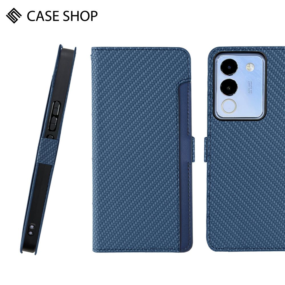 CASE SHOP  vivo V29e(5G) 前收納側掀皮套-藍