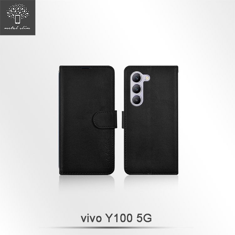 Metal-Slim Vivo Y100 5G 高仿小牛皮磁吸多工卡匣TPU皮套