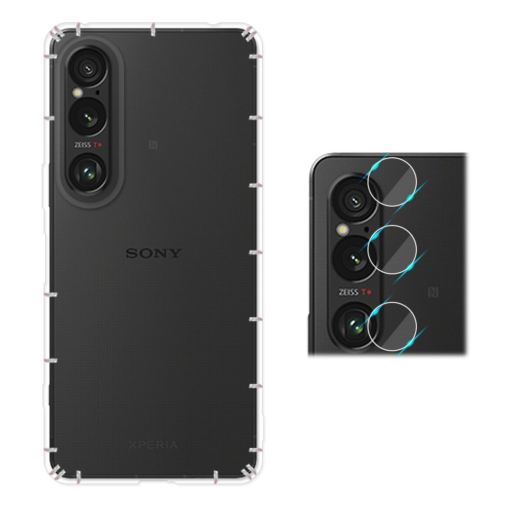 RedMoon SONY Xperia 1 VI 2024 手機殼貼2件組 空壓殼鏡頭增高版+厚版鏡頭貼