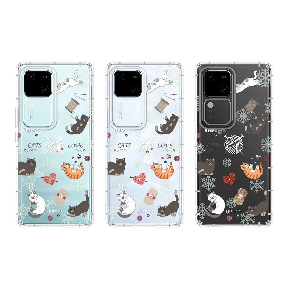 YOURS VIVO 全系列 奧地利彩鑽防摔手機殼-懶懶貓(V40Pro/X200/V30/Y38/V23/X100/X90/X80/X70/X60/Y21/Y16/Y76