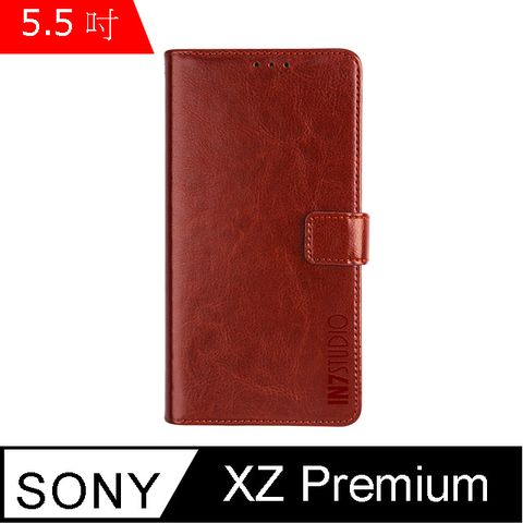 IN7 瘋馬紋 SONY XZ Premium (5.5吋) XZP 錢包式 磁扣側掀PU皮套 吊飾孔 手機皮套保護殼-棕色