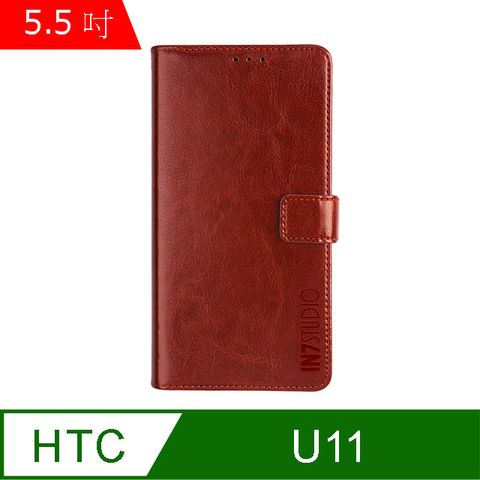 IN7 瘋馬紋 HTC U11 (5.5吋) 錢包式 磁扣側掀PU皮套 吊飾孔 手機皮套保護殼-棕色