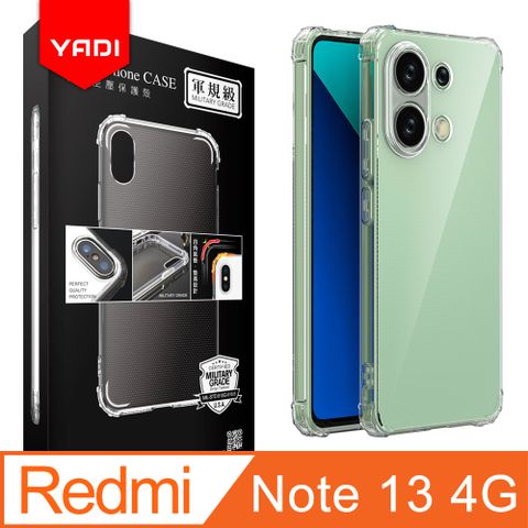 YADI 亞第 Redmi 紅米 Note 13 4G 6.67吋 2024 專用 方米爾標準認證軍規手機空壓殼