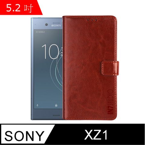 IN7 瘋馬紋 SONY Xperia XZ1 (5.2吋) 錢包式 磁扣側掀PU皮套 吊飾孔 手機皮套保護殼-棕色