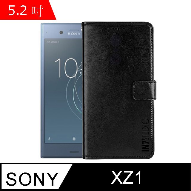 IN7  瘋馬紋 SONY Xperia XZ1 (5.2吋) 錢包式 磁扣側掀PU皮套 吊飾孔 手機皮套保護殼-黑色