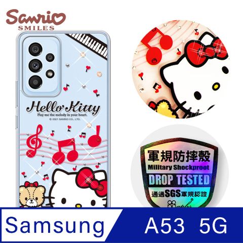 APBS 三麗鷗 Kitty Samsung Galaxy A53 5G 輕薄軍規防摔彩鑽手機殼-凱蒂協奏曲