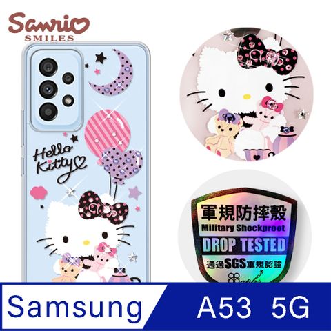 APBS 三麗鷗 Kitty Samsung Galaxy A53 5G 輕薄軍規防摔彩鑽手機殼-凱蒂夜未眠