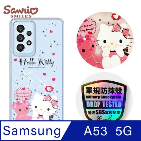 APBS 三麗鷗 Kitty Samsung Galaxy A53 5G 輕薄軍規防摔彩鑽手機殼-凱蒂熊麻吉