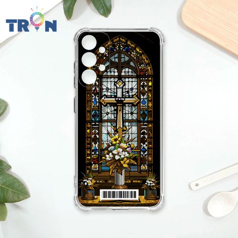 TRON 三星 A33 5G 十字架彩繪玻璃  載具 四角防摔殼 手機殼