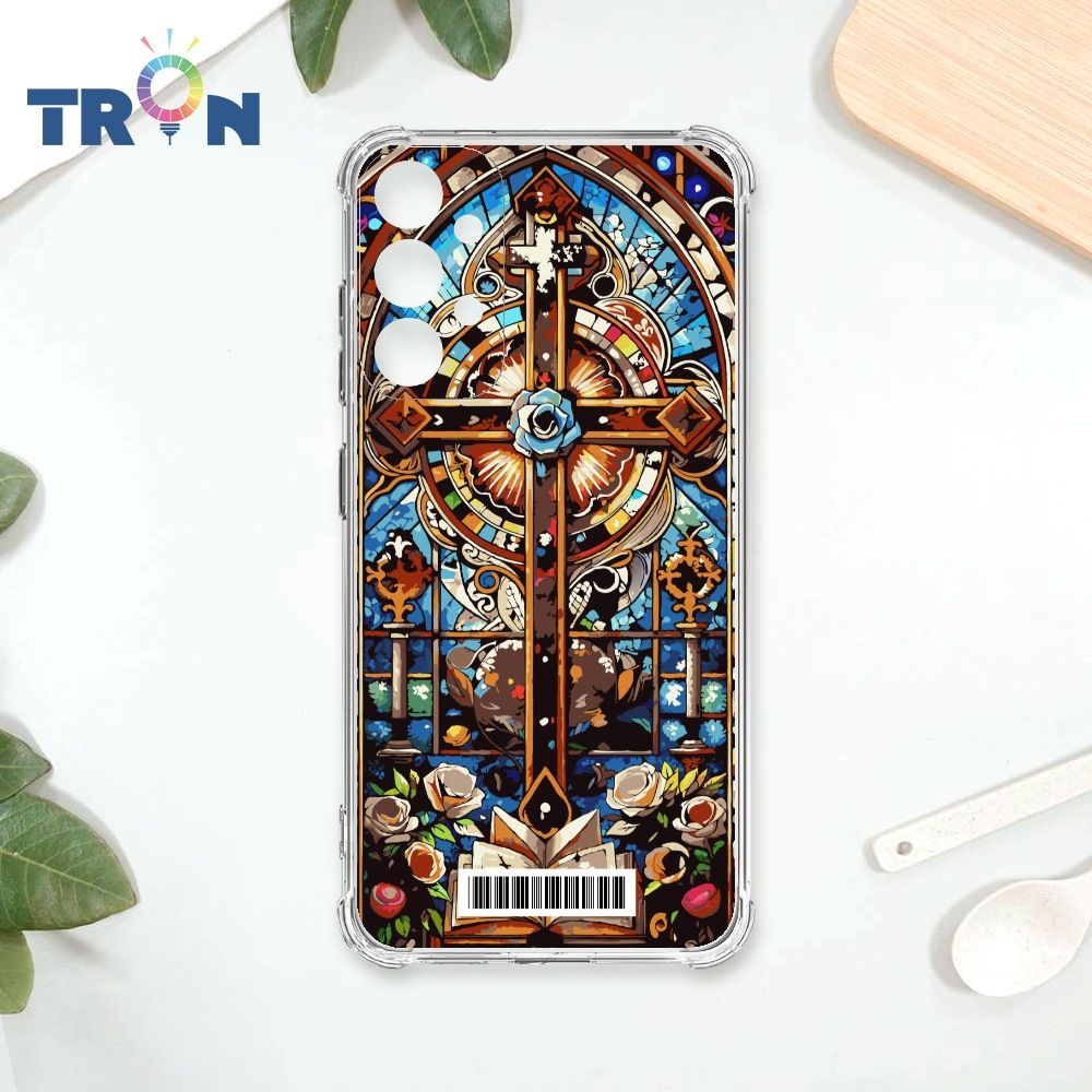  TRON 三星 A33 5G 十字架彩繪玻璃  載具 四角防摔殼 手機殼