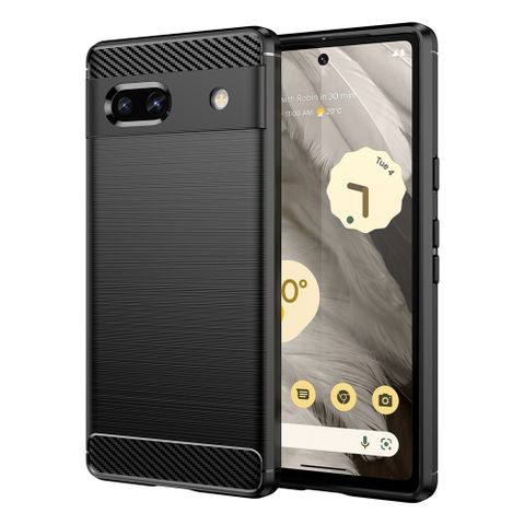 Google Pixel 7a 碳纖維拉絲紋防摔軟殼套-黑