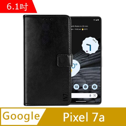 IN7 瘋馬紋 Google Pixel 7a (6.1吋) 錢包式 磁扣側掀PU皮套 吊飾孔 手機皮套保護殼-黑色