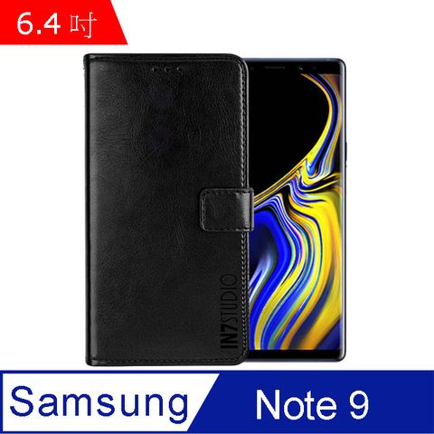 IN7 瘋馬紋 Samsung Note 9 (6.4吋) 錢包式 磁扣側掀PU皮套 吊飾孔 手機皮套保護殼-黑色