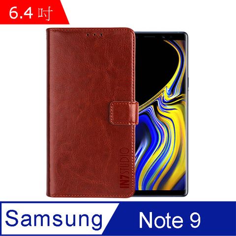 IN7 瘋馬紋 Samsung Note 9 (6.4吋) 錢包式 磁扣側掀PU皮套 吊飾孔 手機皮套保護殼-棕色