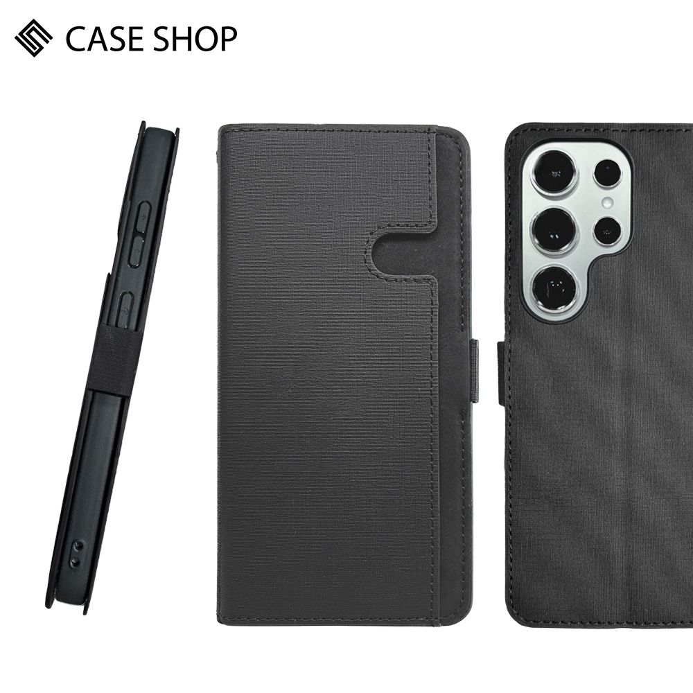 CASE SHOP  Samsung S24 Ultra 前收納側掀皮套-黑