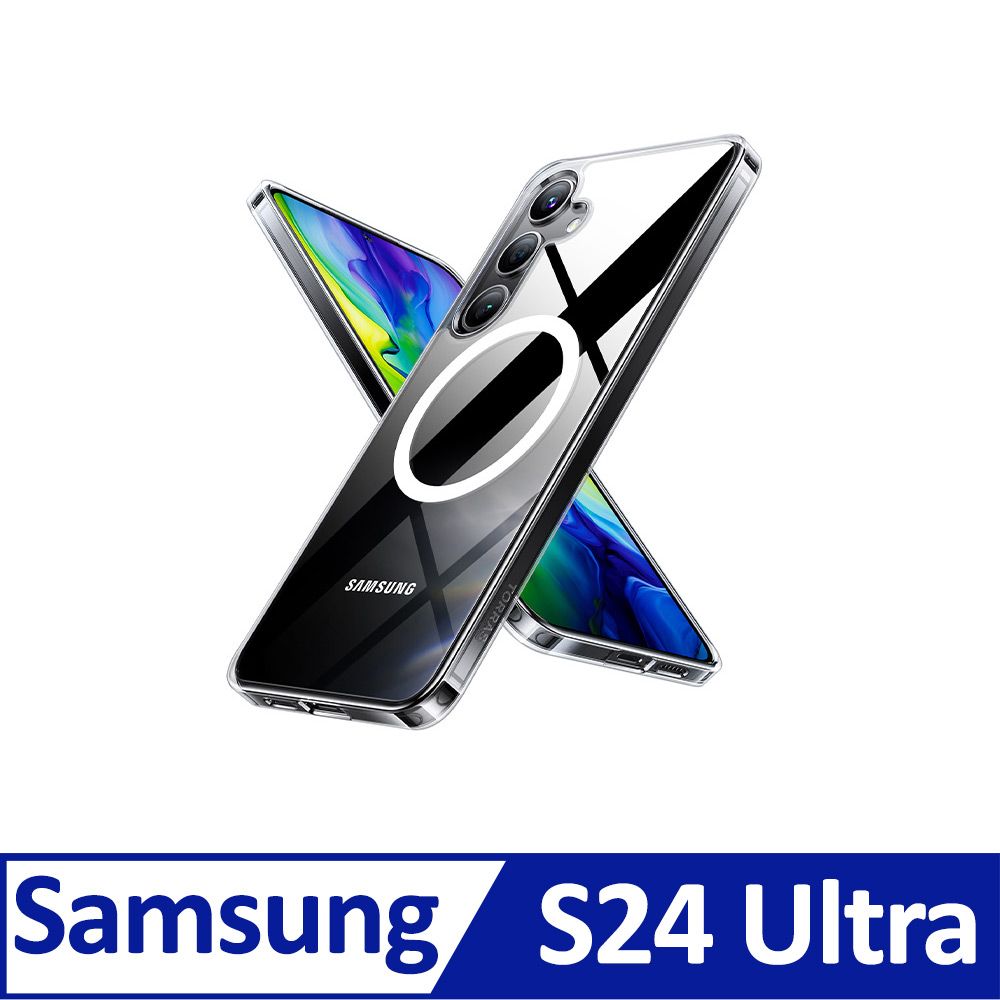 TORRAS 圖拉斯  Diamond-Mag Samsung S24 Ultra 抗黃化MagSafe防摔手機殼|極致清透 自帶磁吸