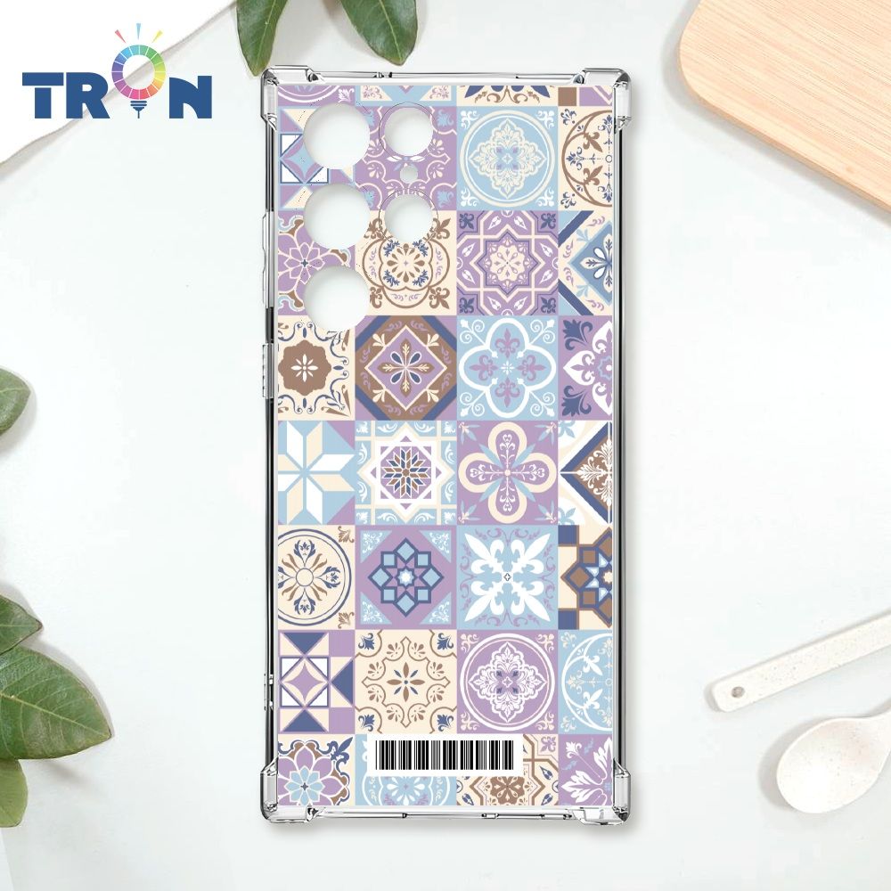  TRON 三星 S24 Ultra 優雅北歐風幾何復古花磚  載具 四角防摔殼 手機殼