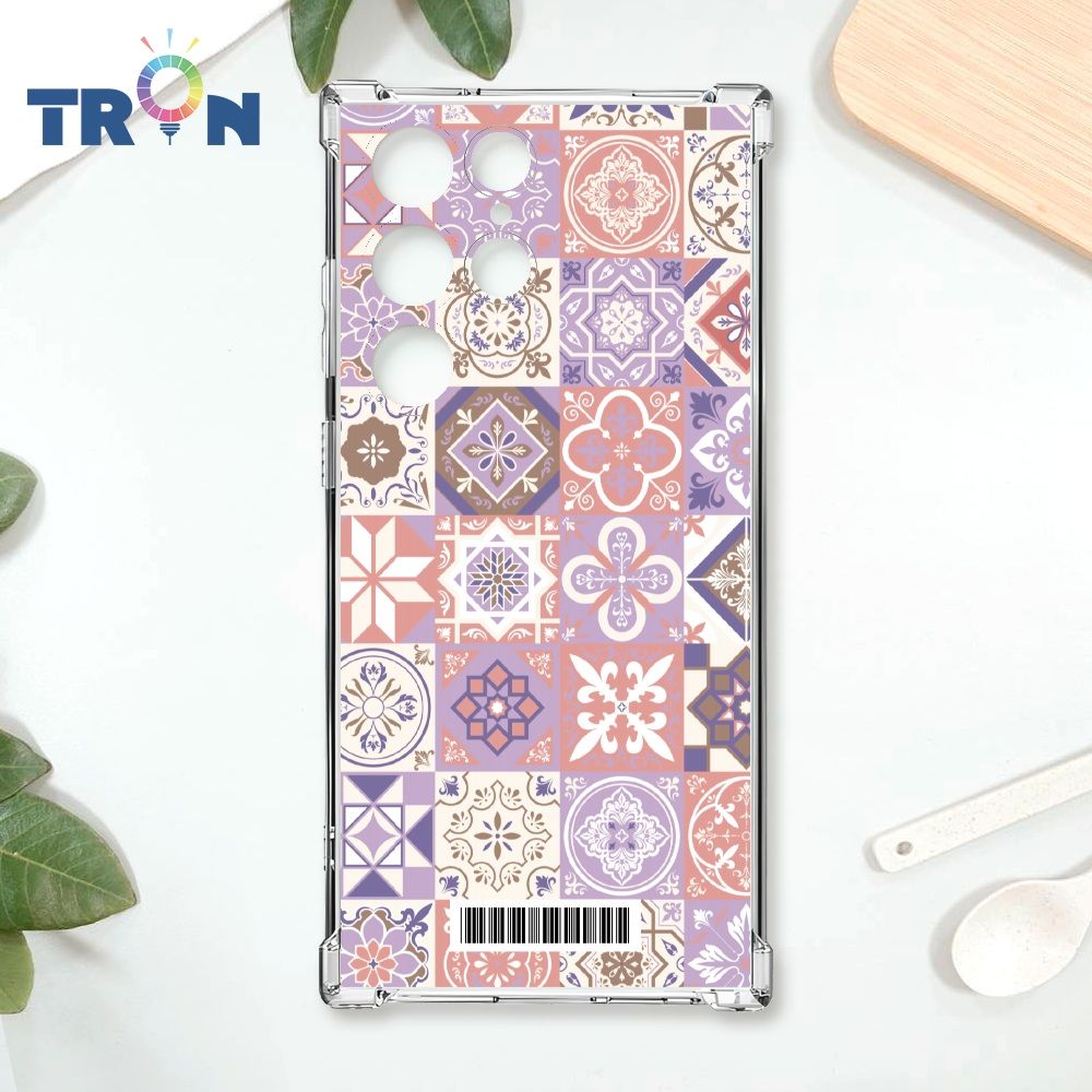  TRON 三星 S24 Ultra 優雅北歐風幾何復古花磚  載具 四角防摔殼 手機殼