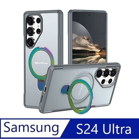 戰神鎧甲 三星 Galaxy S24 Ultra 多功磁吸指環支架高規保護殼-極光酷灰
