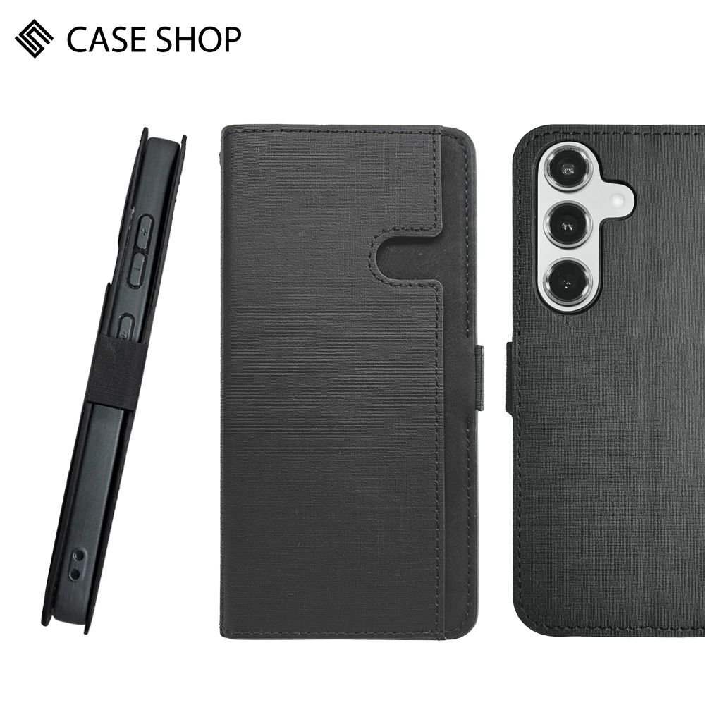 CASE SHOP  Samsung S24 前收納側掀皮套-黑