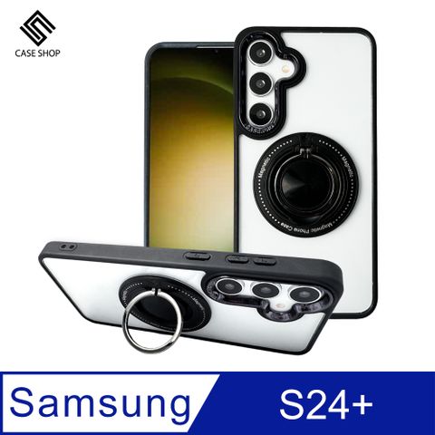 CASE SHOP Samsung S24+ 360º磁吸站立保護殼-黑➟360°磁吸旋轉站立支架、支援無線充電