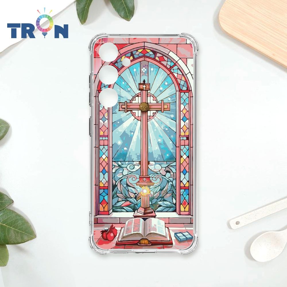  TRON 三星 S24 十字架彩繪玻璃 四角防摔殼 手機殼
